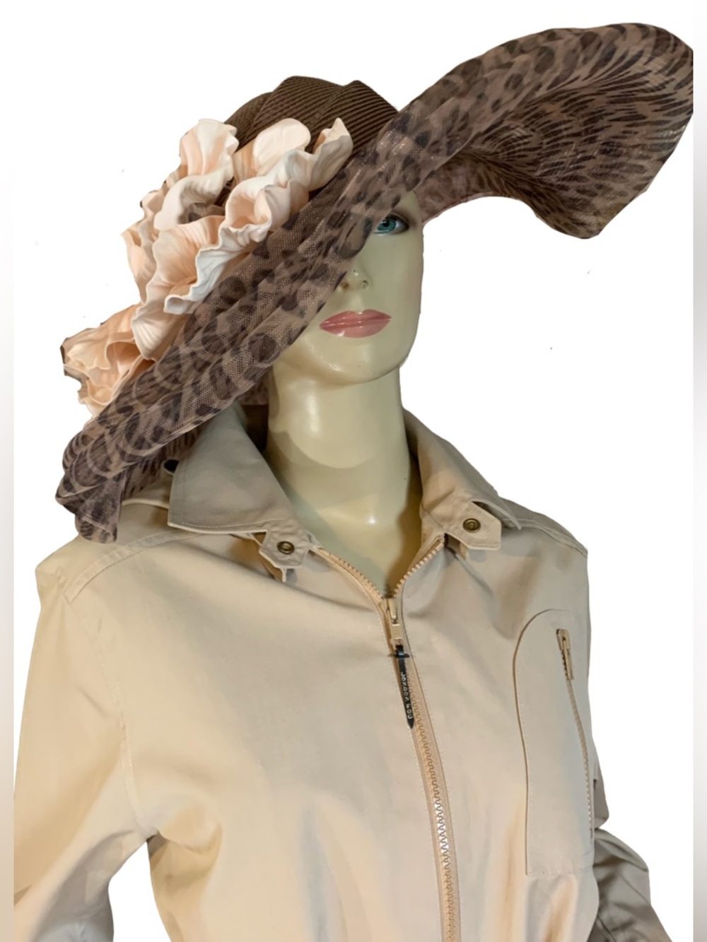 VINTAGE MR. HI'S CLASSIC BROWN & PINK ANIMAL PRINT WIDE BRIM HAT - Picture 10 of 13